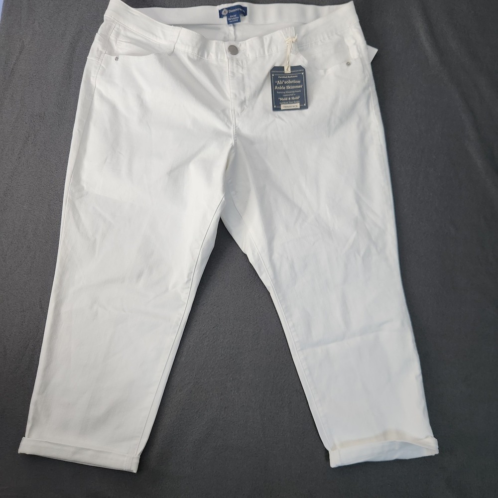 Democracy Ankle Skimmer Jeans 24W White Denim AB Solution High-Rise Crop Beachy